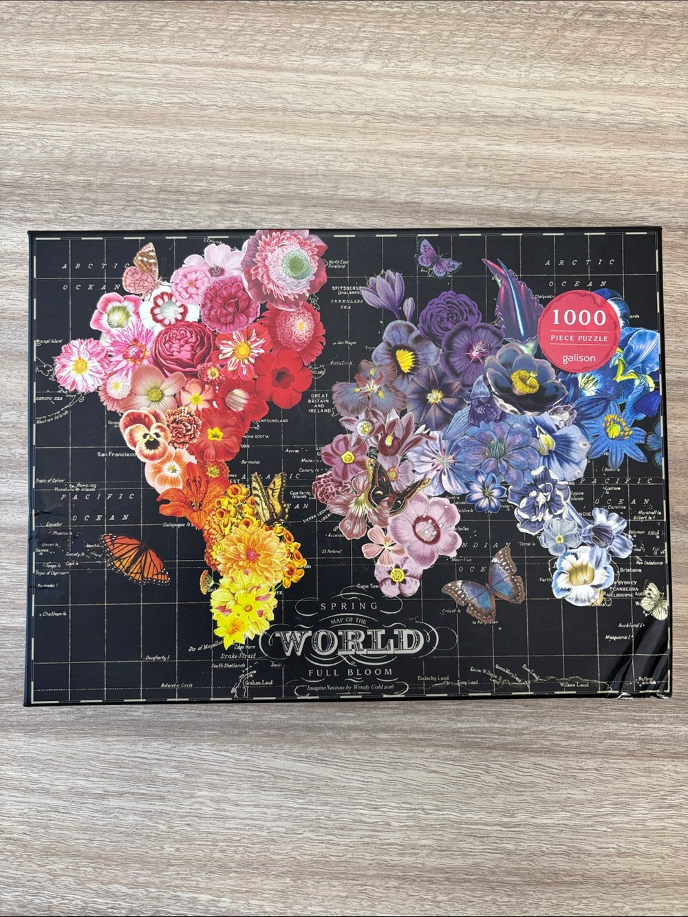 Galison 1000 Piece Puzzle Map of the World Spring Full Bloom